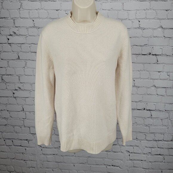 Massimo Dutti Beige Wool Cashmere Crew Neck Pullover Sweater Size Medium M - Picture 1 of 11